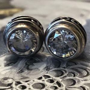 Silpada Sterling Silver Cubic Zirconia Harlequin Post Earrings P1232